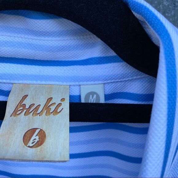 Buki Button Down Striped 3/4 Sleeve Blouse M NWT - Picture 9 of 15